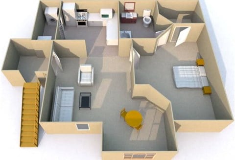 Floor plan for 1 bed, 1 bath, 538 sqft